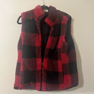 Cozy Red and Black Checkered Vest